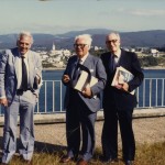 1980 ca., Marino Dónega, Paco del Riego, Xaime Isla en Ribadeo